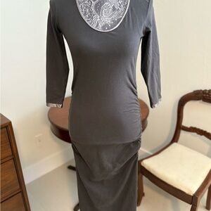 Elegant Gray Dress with Silver Detail